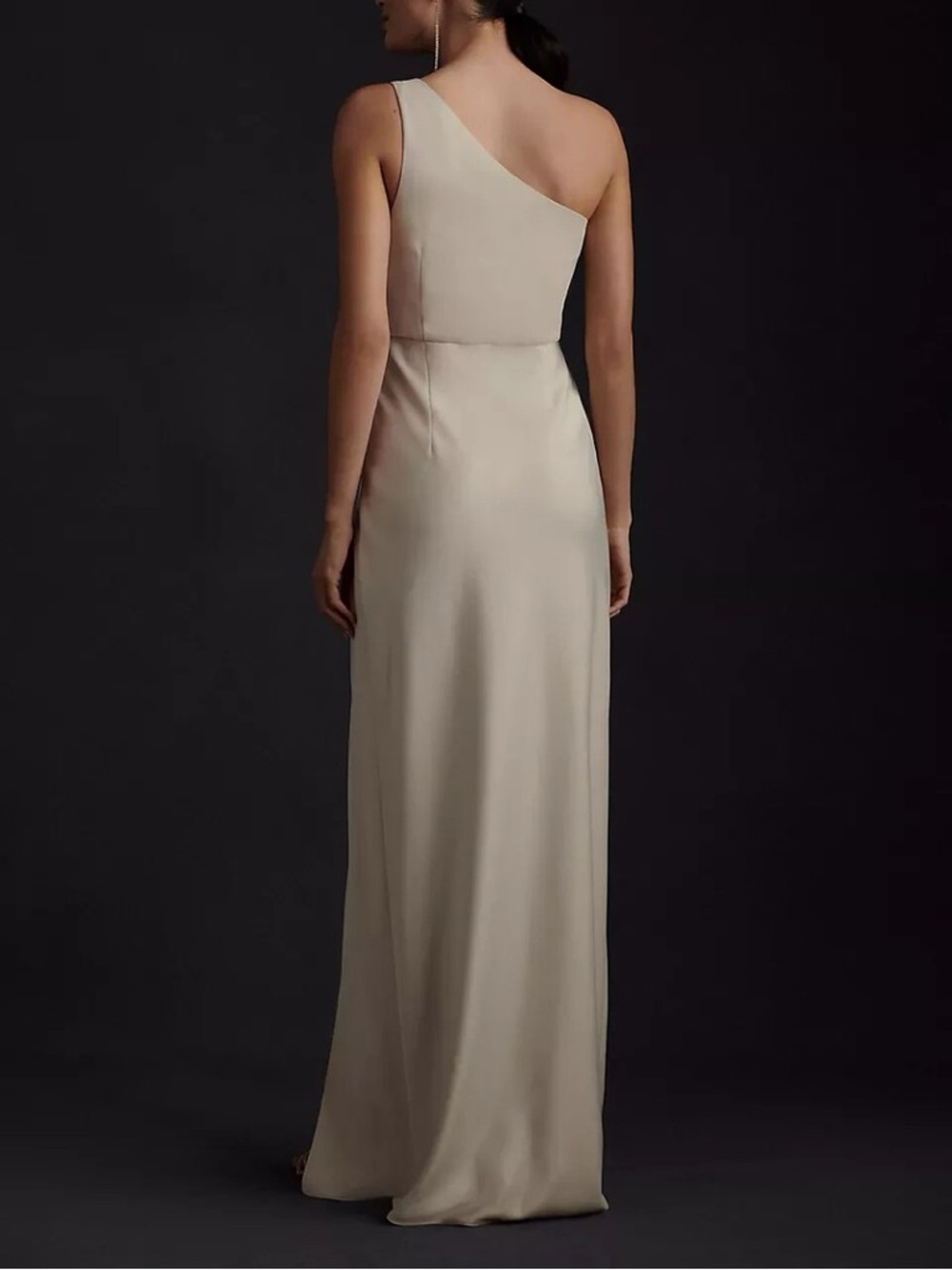 BHLDN One Shoulder Champagne Bridesmaid Gown Dress US 4 Nude Formal Maxi - Picture 2 of 9
